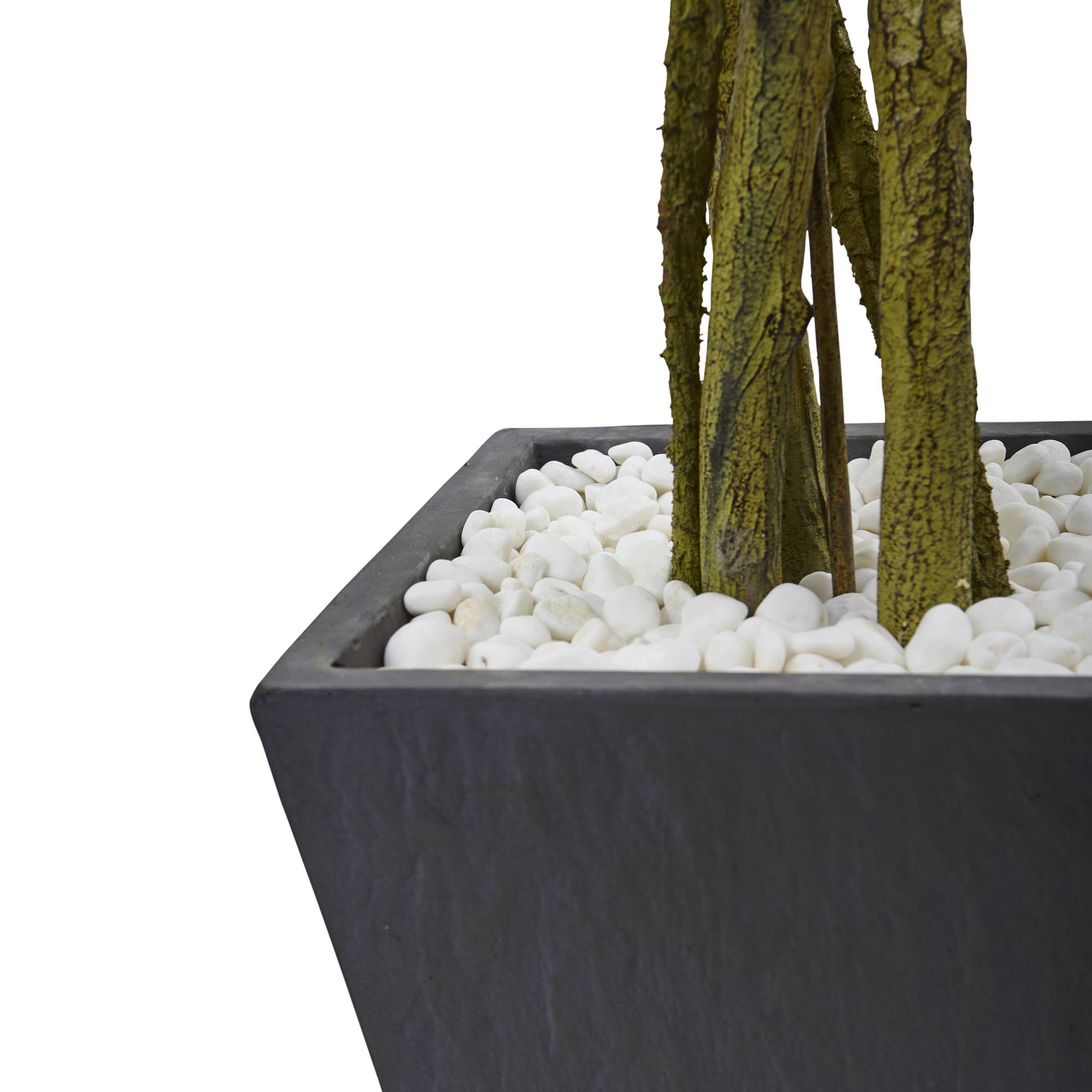6.5ft. UV Resistant Ficus Artificial Tree in Slate Planter